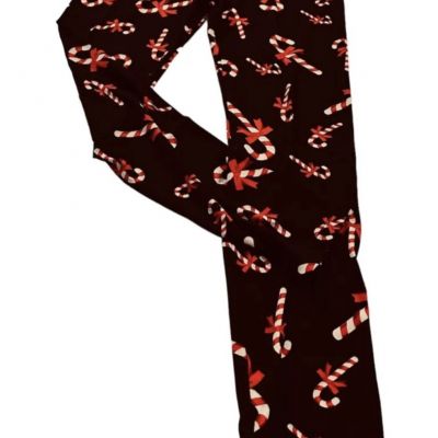 RUNWAY READY COUTURE CANDY CANE HEARTS WOMENS LEGGINGS SZ  MED NWT Xmas